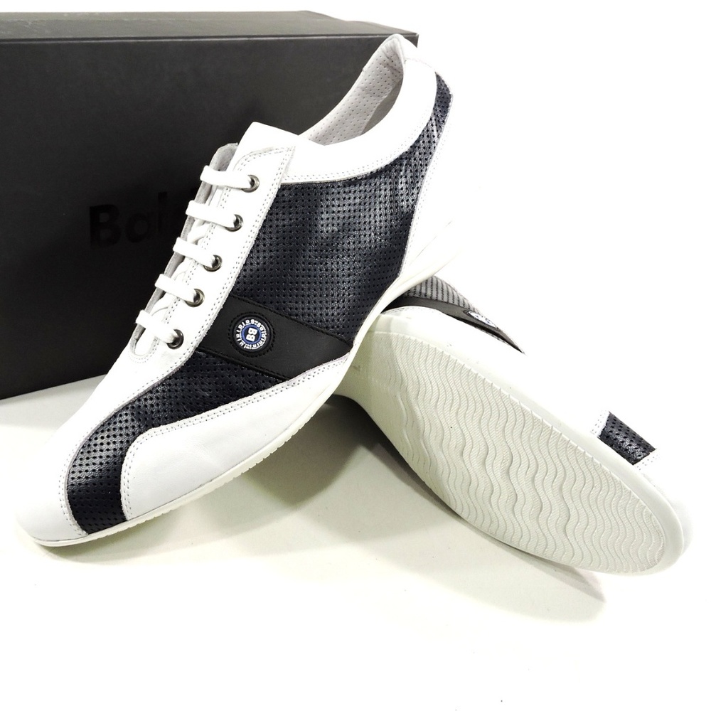Baldinini 🇮🇹  Mens white & blue Leather comfort Sneakers
